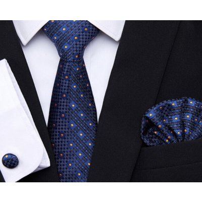 Dárková sada kravata kapesníček a manžetové knoflíčky AMS188