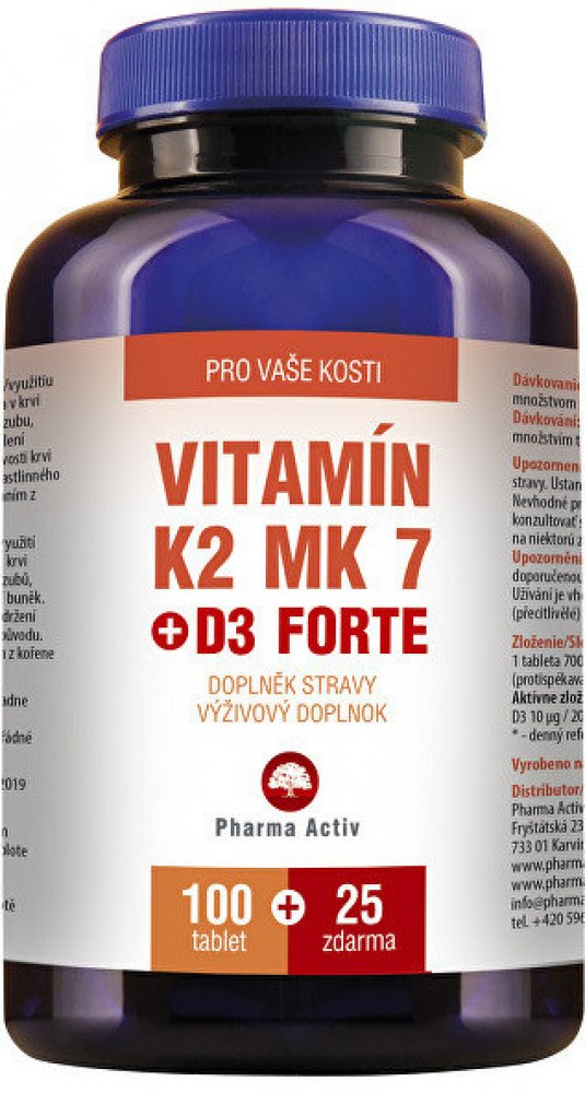 Pharma Activ Vitamín K MK7 + D3 Forte 100 tablet + 25 tablet