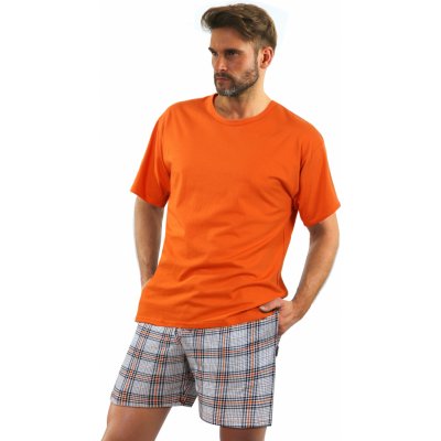 Sesto Senso pánské pyžamo krátké s kapsami oranžové – Zboží Mobilmania