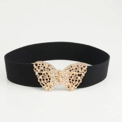Emily široký elastický pásek se zlatou sponou Motýl – Zboží Dáma