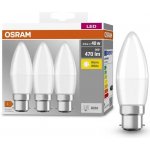 Osram 3x LED žárovka B37 svíčka B22d 4.9W = 40W 470lm 2700K Teplá bílá 200° BASE OSRLEDW1016 – Zboží Mobilmania