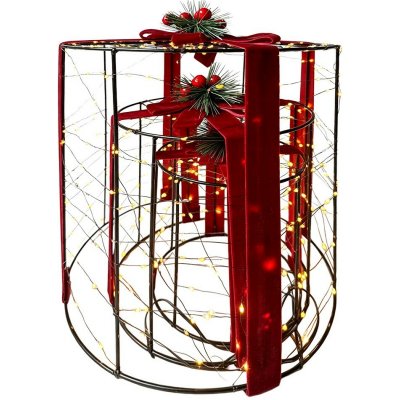 3ks vánoční dekorace svítící dárek s LED – 15*15*15/ 20*20*20/ 28*28*28 cm - Clayre & Eef – Hledejceny.cz