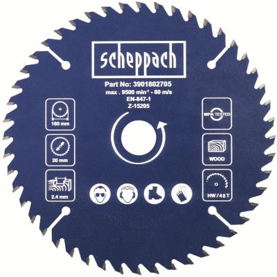 Scheppach pilový kotouč 160/20mm, 48z pro DIVAR 55 / PL 55 – Zboží Dáma