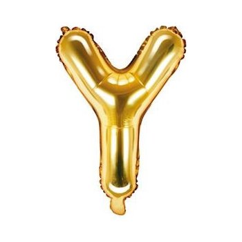 PartyDeco Fóliový balónek písmeno Y zlatý 35 cm