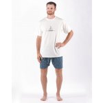 Gina 79172 pánské pyžamo krátké šedobílé petrolejové – Zboží Dáma