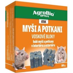 Agrobio Atak Nástraha proti myším a potkanům voskové bloky 300 g