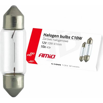 Halogenové žárovky C10W Festoon 41mm 12V 10ks - 02557 – Hledejceny.cz