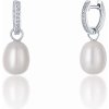 Náušnice JwL Luxury Pearls stříbrné kruhové á la vévodkyně Kate s pravou perlou a zirkony 3v1 JL0685