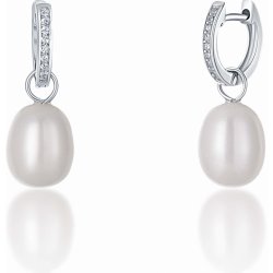 JwL Luxury Pearls stříbrné kruhové á la vévodkyně Kate s pravou perlou a zirkony 3v1 JL0685