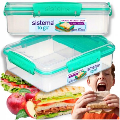 Sistema krabička na svačinu To Go se 3 oddíly 975 ml minty teal – Zboží Dáma