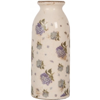 Clayre & Eef Béžová keramická váza s květy hortenzie Lilla - Ø 8*20 cm - Clayre & Eef – Hledejceny.cz