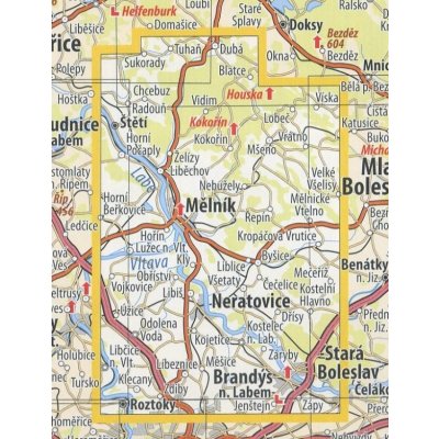 KČT 16 Mělnicko a Kokořínsko - nástěnná turistická mapa 60 x 90 cm Varianta: mapa v dřevěném rámu, Provedení: Ticiago bílý – Hledejceny.cz