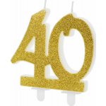 PARTYDECO Narozeninová svíčka 40 ZLATÁ 7 5 cm – Zboží Dáma