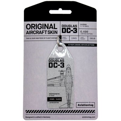 Aviationtag z letadla Douglas DC-3 Raisin Bomber D-CXXX šedý – Hledejceny.cz
