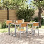 OMAXI 817298 Zahradní jídelní souprava 5 pcs Šedo-hnědá 140 x 80 x 75 cm – Hledejceny.cz