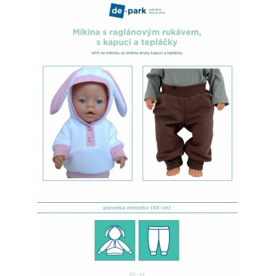 de-park Papírový střih - Mikina s raglánovým rukávem, s kapucí a tepláčky – Zboží Dáma de-park Papírový střih - Mikina s raglánovým rukávem, s kapucí a tepláčky – Zboží Dáma