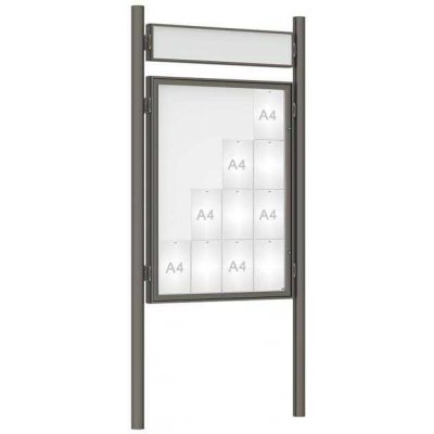 PROCITY Venkovní vitrína model 1000 16 x A4, šedá PRO, včetně sloupků a záhlaví | Zboží Auto