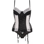 Krajkovaný korzet s podvazky – černý s bílou – Zboží Dáma