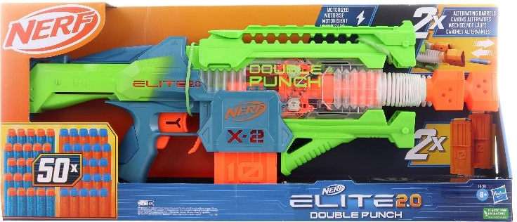 Nerf Elite 2.0 - Lançador Double Punch 50 dardos Nerf Elite, 2 clipes de 10  dardos (F6363) - Cupões Tá Fixe