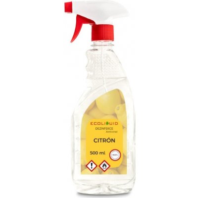 Ecoliquid Antiviral dezinfekce na ruce sprej citrón 500 ml