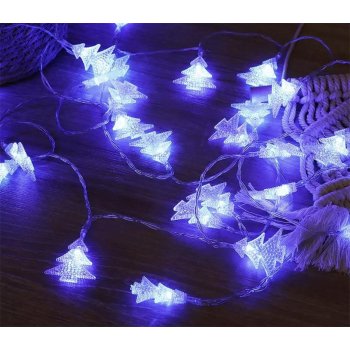 HJ Svítící LED řetězový závěs se ozdobnými vánočními stromečky LED barva: Studená bílá Cold white