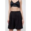 Dámské šortky Karl Lagerfeld Plátěné kraťasy hladké high waist 241W1001 černá