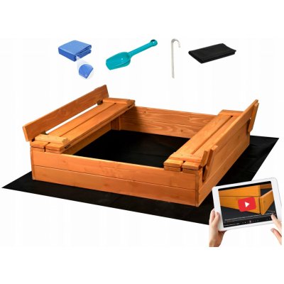 Trendie Dřevěné pískoviště 100x100 cm uzavíratelné impregnované – Zboží Dáma