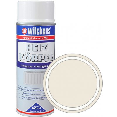 WILCKENS Bílá lesklá barva na topení ve spreji Heizkoerper Lackspray glaenzend lesk 400 ml krémové bílá