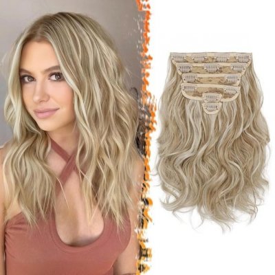 BARSDAR Clip in Prodlužování vlasů Krátké vlnité Clip in Blond Prodloužení pro ženy 30 cm 6ks – Zboží Dáma