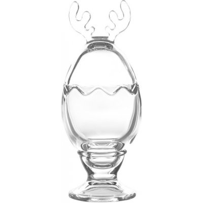 Clayre & Eef Skleněná Dóza na bonbóny ve tvaru vajíčka na nožce s parohy 8 x 21 cm – Sleviste.cz