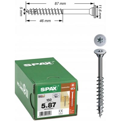 Šrouby do dřeva Spax 5 x 87 mm 150 ks – Hledejceny.cz