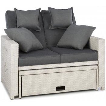 Blumfeldt Komfortzone Rattan-Lounge-Sofa ratanová pohovka polyratan vyklápěcí stolky bílá (GDM8-Komfortzone-WH)