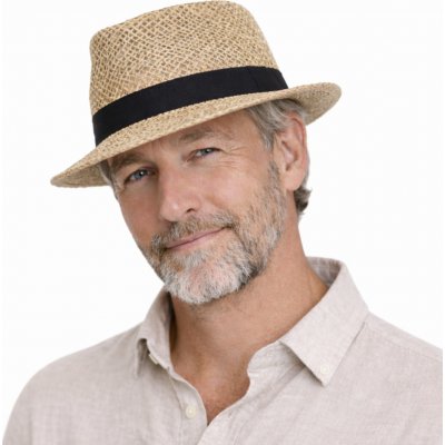 Fiebig Headwear since 1903 Letní pánský klobouk Fedora z mořské trávy s černou stuhou – Zboží Dáma