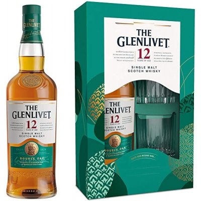 Glenlivet 12y Double Oak 40% 0,7 l (dárkové balení 2 sklenice) – Zbozi.Blesk.cz