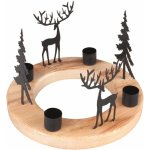 Anděl Přerov Vánoční svícen kovový/dřevěný se sobi pr. 20 x 13,5 cm, 1 ks – Hledejceny.cz
