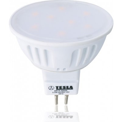 TESLA LED žárovka GU5,3 MR16 3,5W 12V 230lm 100° 15 000hod 3000K Teplá bílá CRI Ra?80 – Hledejceny.cz