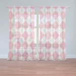 Sablio Záclony Růžové a bílé kosočtverečky: 2ks 150x250cm – Hledejceny.cz