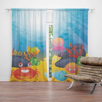 SABLIO Závěs Podmořský svět: 2ks 150x250cm – Zboží Mobilmania