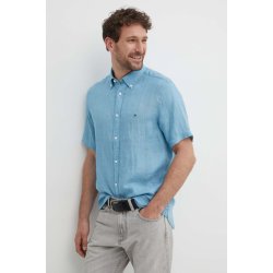 Tommy Hilfiger lněná košile regular s límečkem button-down MW0MW35207 modrá