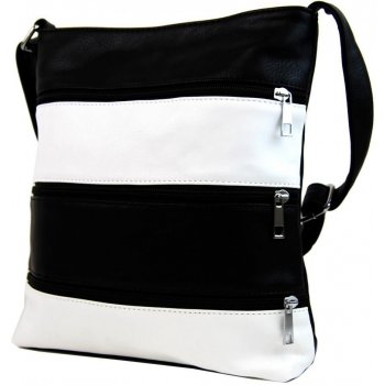 Sun-bags crossbody se třemi čelními zipy H0438 černo-bílá