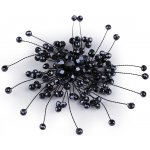 Stoklasa brož se skleněnými broušenými korálky Hand made 6 (88) modrá temná černá – Zboží Dáma