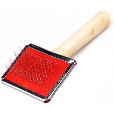 Rozčesávací kartáč / hřeben na macrame 4,5x6 cm 1 ks červená – Sleviste.cz