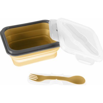 Zopa Silikonový svačinový box s příborem malý Mustard Yellow Mustard Yellow – Zboží Dáma