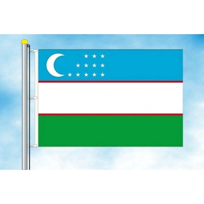 LIBEA, s.r.o. Vlajka Uzbekistánu Rozměr: 100×150 cm, Uchycení: Karabiny na stožár – Hledejceny.cz