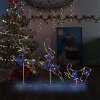 Vánoční osvětlení DKD HOME DECOR Vánoční dekorace LED sobi a sáně Akryl 260x21x87 cm Barevný