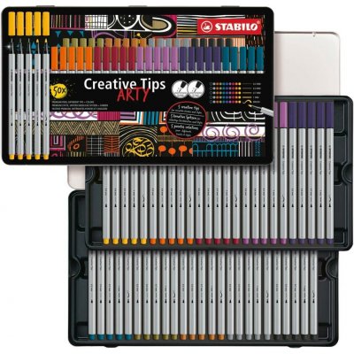 STABILO Kreativní set STABILO Creative Tips URBAN 10 různých barev 50 ks sada v plechu – Hledejceny.cz