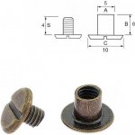 Pro Háčkování Nýt šroubovací 6 mm, Ø 5 mm staromosaz Počet: 1 ks – Zboží Dáma