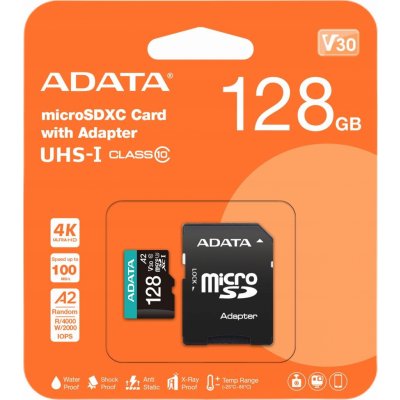 ADATA MicroSDXC 128 GB AUSDX128GUI3V30SA2-RA1 – Zboží Živě