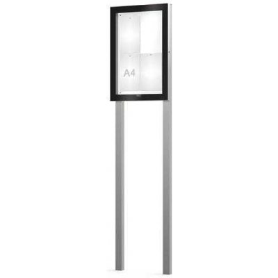 PROCITY Venkovní černá moderní vitrína Edge, 4 x A4 včetně sloupků | Zboží Auto