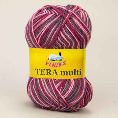 Pletací příze Vlnika TERA MULTI 829 vínovo-růžová, melírovaná, 100g/300m – Zboží Mobilmania